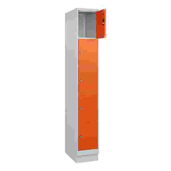 C+P Fächerschrank &quot;Classic Plus&quot;, 5 Fächer übereinander, Abteilbreite 30 cm, mit Sockel 195x30x50 cm/ 5 Fächer, Reinorange (RAL 2004)