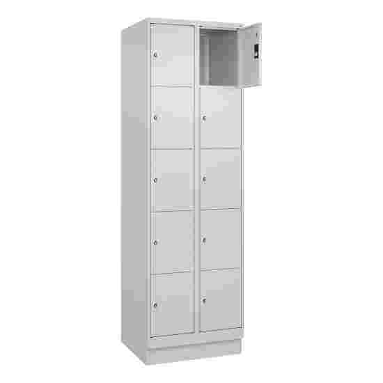 C+P Fächerschrank &quot;Classic Plus&quot;, 5 Fächer übereinander, Abteilbreite 30 cm, mit Sockel 195x60x50 cm/ 10 Fächer, Lichtgrau (RAL 7035)