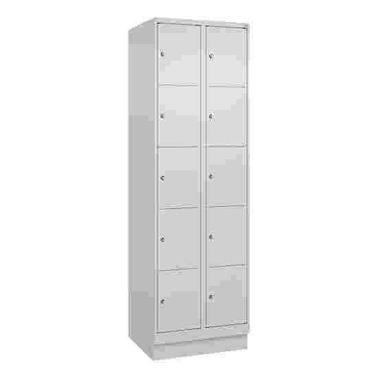 C+P Fächerschrank &quot;Classic Plus&quot;, 5 Fächer übereinander, Abteilbreite 30 cm, mit Sockel 195x60x50 cm/ 10 Fächer, Lichtgrau (RAL 7035)