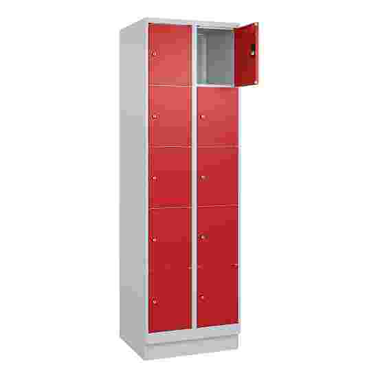 C+P Fächerschrank &quot;Classic Plus&quot;, 5 Fächer übereinander, Abteilbreite 30 cm, mit Sockel 195x60x50 cm/ 10 Fächer, Feuerrot (RAL 3000)