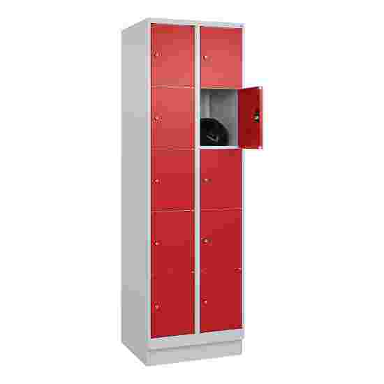 C+P Fächerschrank &quot;Classic Plus&quot;, 5 Fächer übereinander, Abteilbreite 30 cm, mit Sockel 195x60x50 cm/ 10 Fächer, Feuerrot (RAL 3000)