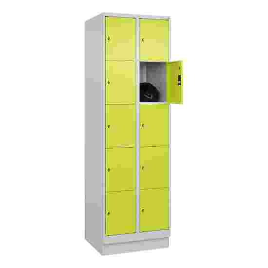 C+P Fächerschrank &quot;Classic Plus&quot;, 5 Fächer übereinander, Abteilbreite 30 cm, mit Sockel 195x60x50 cm/ 10 Fächer, Clowngrün (RAL 110 80 60)