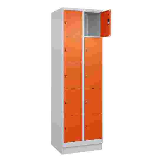 C+P Fächerschrank &quot;Classic Plus&quot;, 5 Fächer übereinander, Abteilbreite 30 cm, mit Sockel 195x60x50 cm/ 10 Fächer, Reinorange (RAL 2004)