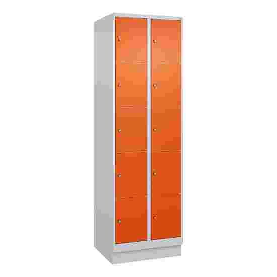 C+P Fächerschrank &quot;Classic Plus&quot;, 5 Fächer übereinander, Abteilbreite 30 cm, mit Sockel 195x60x50 cm/ 10 Fächer, Reinorange (RAL 2004)