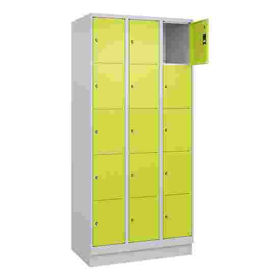 C+P Fächerschrank &quot;Classic Plus&quot;, 5 Fächer übereinander, Abteilbreite 30 cm, mit Sockel 195x90x50 cm/ 15 Fächer, Clowngrün (RAL 110 80 60)