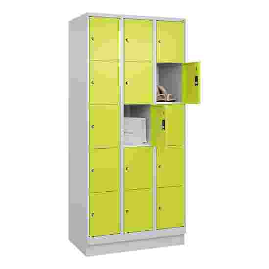 C+P Fächerschrank &quot;Classic Plus&quot;, 5 Fächer übereinander, Abteilbreite 30 cm, mit Sockel 195x90x50 cm/ 15 Fächer, Clowngrün (RAL 110 80 60)