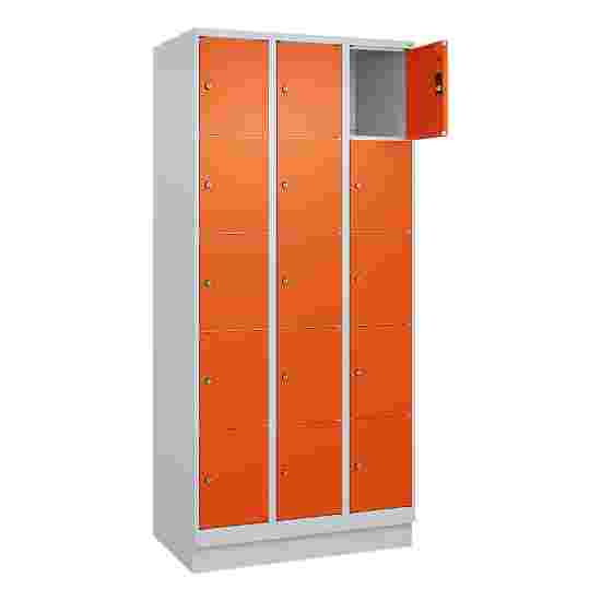 C+P Fächerschrank &quot;Classic Plus&quot;, 5 Fächer übereinander, Abteilbreite 30 cm, mit Sockel 195x90x50 cm/ 15 Fächer, Reinorange (RAL 2004)