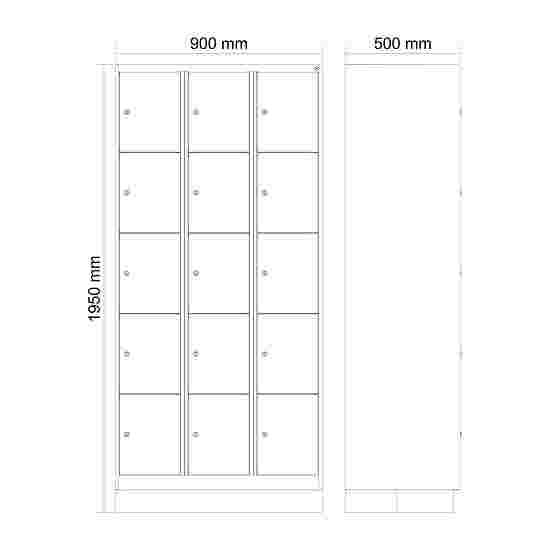 C+P Fächerschrank &quot;Classic Plus&quot;, 5 Fächer übereinander, Abteilbreite 30 cm, mit Sockel 195x90x50 cm/ 15 Fächer, Verkehrsgelb (RAL 1023)