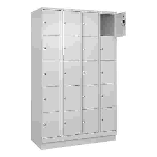 C+P Fächerschrank &quot;Classic Plus&quot;, 5 Fächer übereinander, Abteilbreite 30 cm, mit Sockel 195x120x50 cm/ 20 Fächer, Lichtgrau (RAL 7035)