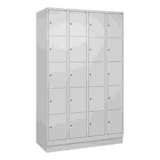 C+P Fächerschrank &quot;Classic Plus&quot;, 5 Fächer übereinander, Abteilbreite 30 cm, mit Sockel 195x120x50 cm/ 20 Fächer, Lichtgrau (RAL 7035)