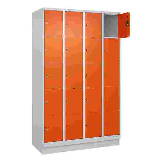 C+P Fächerschrank &quot;Classic Plus&quot;, 5 Fächer übereinander, Abteilbreite 30 cm, mit Sockel 195x120x50 cm/ 20 Fächer, Reinorange (RAL 2004)