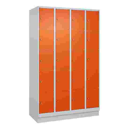 C+P Fächerschrank &quot;Classic Plus&quot;, 5 Fächer übereinander, Abteilbreite 30 cm, mit Sockel 195x120x50 cm/ 20 Fächer, Reinorange (RAL 2004)