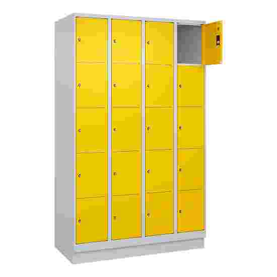 C+P Fächerschrank &quot;Classic Plus&quot;, 5 Fächer übereinander, Abteilbreite 30 cm, mit Sockel 195x120x50 cm/ 20 Fächer, Verkehrsgelb (RAL 1023)