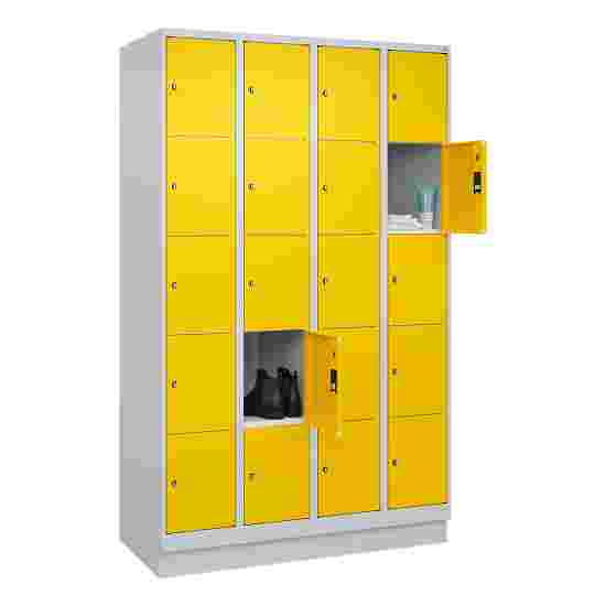 C+P Fächerschrank &quot;Classic Plus&quot;, 5 Fächer übereinander, Abteilbreite 30 cm, mit Sockel 195x120x50 cm/ 20 Fächer, Verkehrsgelb (RAL 1023)