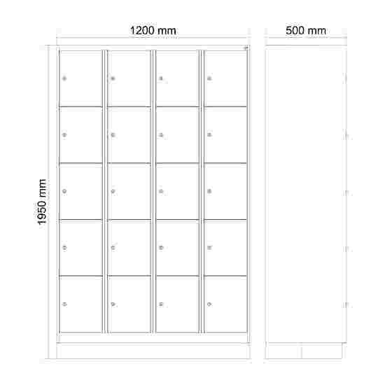 C+P Fächerschrank &quot;Classic Plus&quot;, 5 Fächer übereinander, Abteilbreite 30 cm, mit Sockel 195x120x50 cm/ 20 Fächer, Verkehrsgelb (RAL 1023)