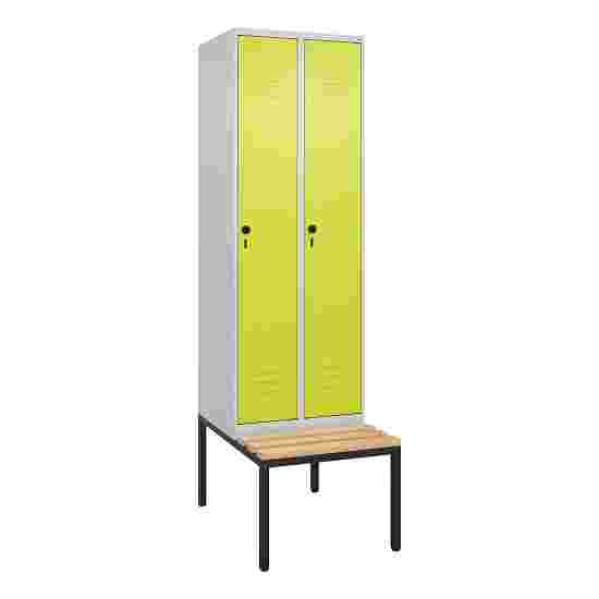 C+P Garderobenschrank &quot;Classic Plus&quot;, Abteilbreite 30 cm, mit Sitzbank 212x60x50 cm/ 2 Fächer, Clowngrün (RAL 110 80 60)