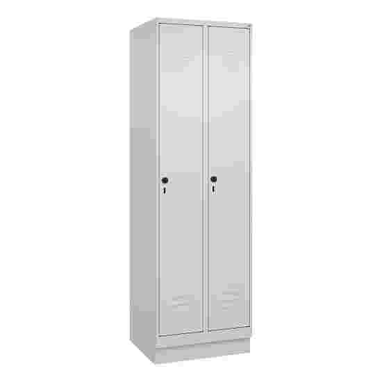 C+P Garderobenschrank &quot;Classic Plus&quot;, Abteilbreite 30 cm, mit Sockel 195x60x50 cm/ 2 Fächer, Lichtgrau (RAL 7035)