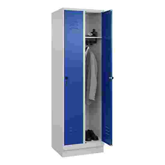 C+P Garderobenschrank &quot;Classic Plus&quot;, Abteilbreite 30 cm, mit Sockel 195x60x50 cm/ 2 Fächer, Enzianblau (RAL 5010)