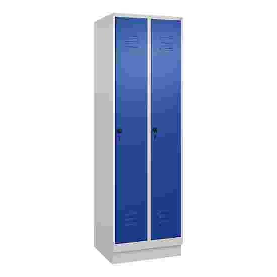 C+P Garderobenschrank &quot;Classic Plus&quot;, Abteilbreite 30 cm, mit Sockel 195x60x50 cm/ 2 Fächer, Enzianblau (RAL 5010)