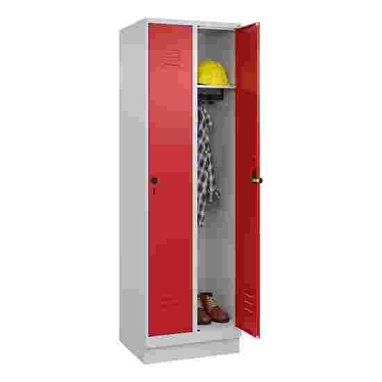 C+P Garderobenschrank &quot;Classic Plus&quot;, Abteilbreite 30 cm, mit Sockel 195x60x50 cm/ 2 Fächer, Feuerrot (RAL 3000)