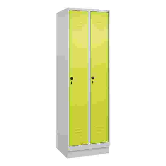 C+P Garderobenschrank &quot;Classic Plus&quot;, Abteilbreite 30 cm, mit Sockel 195x60x50 cm/ 2 Fächer, Clowngrün (RAL 110 80 60)