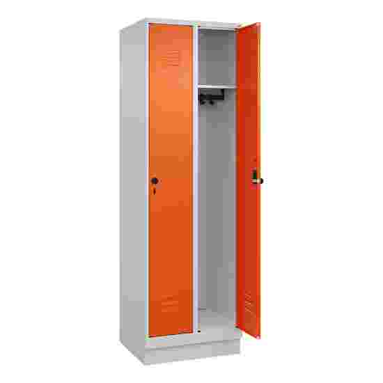 C+P Garderobenschrank &quot;Classic Plus&quot;, Abteilbreite 30 cm, mit Sockel 195x60x50 cm/ 2 Fächer, Reinorange (RAL 2004)