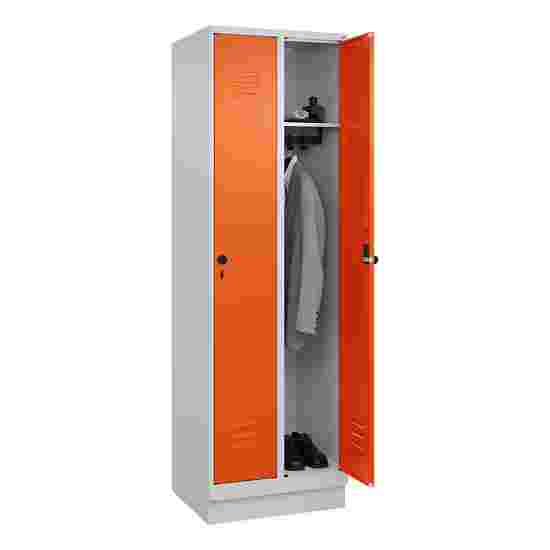 C+P Garderobenschrank &quot;Classic Plus&quot;, Abteilbreite 30 cm, mit Sockel 195x60x50 cm/ 2 Fächer, Reinorange (RAL 2004)