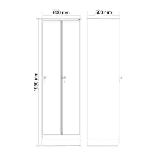 C+P Garderobenschrank &quot;Classic Plus&quot;, Abteilbreite 30 cm, mit Sockel 195x60x50 cm/ 2 Fächer, Verkehrsgelb (RAL 1023)