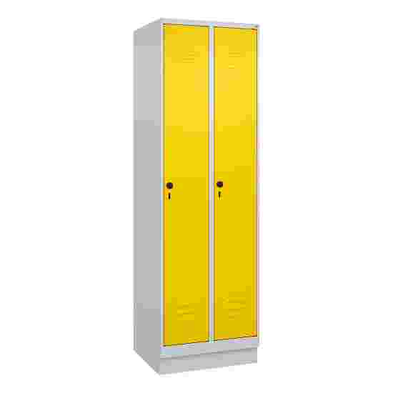 C+P Garderobenschrank &quot;Classic Plus&quot;, Abteilbreite 30 cm, mit Sockel 195x60x50 cm/ 2 Fächer, Verkehrsgelb (RAL 1023)