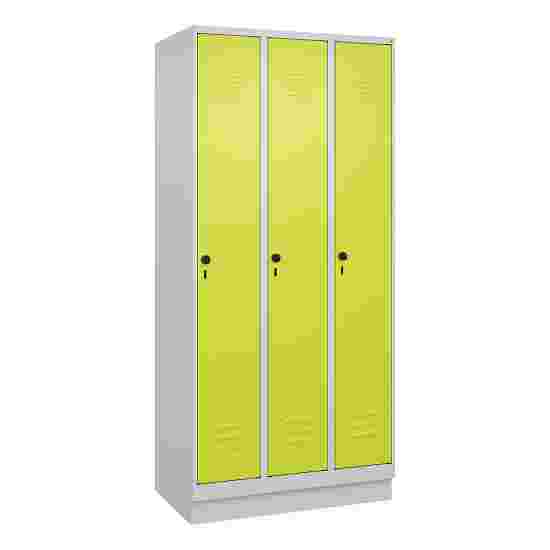 C+P Garderobenschrank &quot;Classic Plus&quot;, Abteilbreite 30 cm, mit Sockel 195x90x50 cm/ 3 Fächer, Clowngrün (RAL 110 80 60)