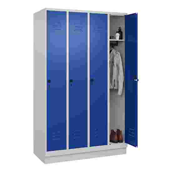 C+P Garderobenschrank &quot;Classic Plus&quot;, Abteilbreite 30 cm, mit Sockel 195x120x50 cm/ 4 Fächer, Enzianblau (RAL 5010)