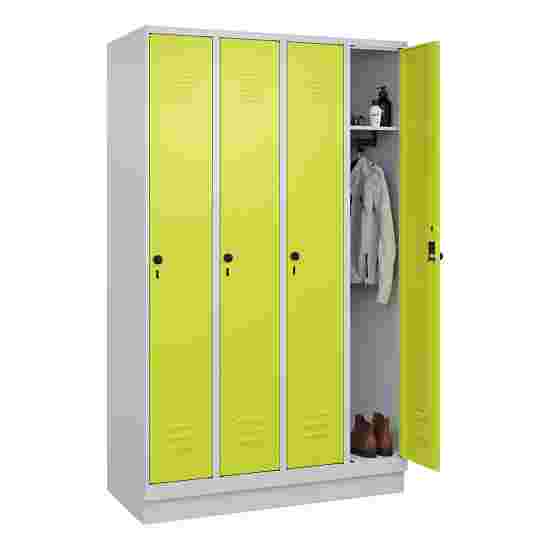 C+P Garderobenschrank &quot;Classic Plus&quot;, Abteilbreite 30 cm, mit Sockel 195x120x50 cm/ 4 Fächer, Clowngrün (RAL 110 80 60)