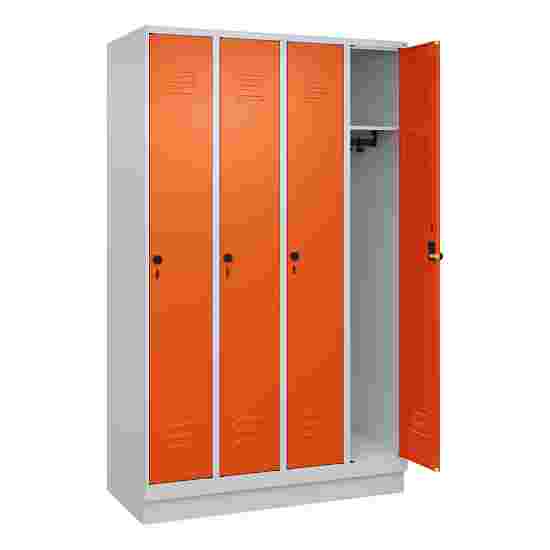 C+P Garderobenschrank &quot;Classic Plus&quot;, Abteilbreite 30 cm, mit Sockel 195x120x50 cm/ 4 Fächer, Reinorange (RAL 2004)