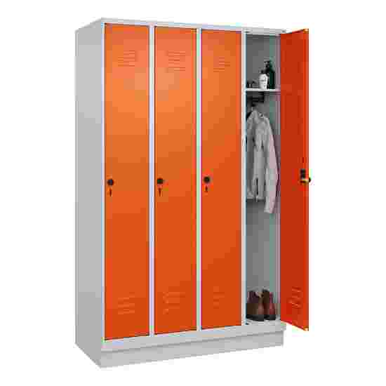 C+P Garderobenschrank &quot;Classic Plus&quot;, Abteilbreite 30 cm, mit Sockel 195x120x50 cm/ 4 Fächer, Reinorange (RAL 2004)