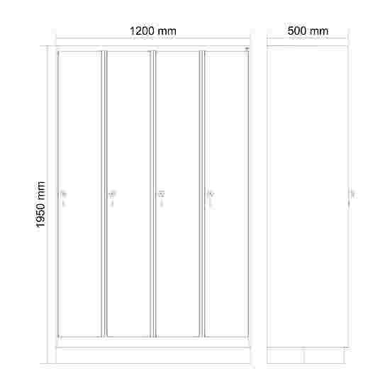 C+P Garderobenschrank &quot;Classic Plus&quot;, Abteilbreite 30 cm, mit Sockel 195x120x50 cm/ 4 Fächer, Verkehrsgelb (RAL 1023)