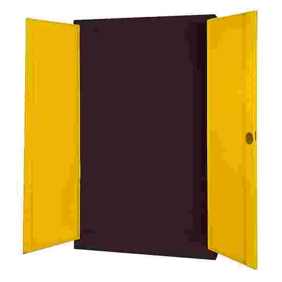 C+P Modul-Sportgeräteschrank (HxBxT: 195x120x50 cm, mit Vollblech-Flügeltüren) Sonnengelb (RDS 080 80 60), Anthrazit (RAL 7021), Gleichschließung, Ergo-Lock Muldengriff