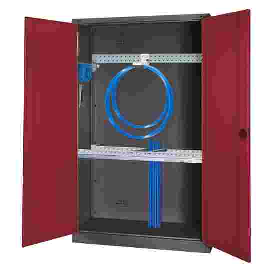 C+P Modular sports equipment cabinet Ruby red (RAL 3003), Anthracite (RAL 7021), Single closure, Ergo-Lock recessed handle