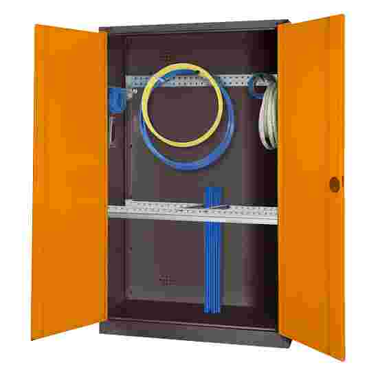 C+P Modular sports equipment cabinet Yellow orange (RAL 2000), Anthracite (RAL 7021), Single closure, Ergo-Lock recessed handle