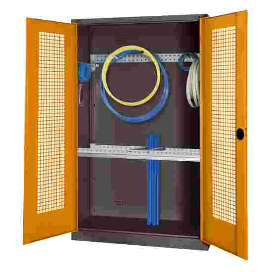 C+P Modular sports equipment cabinet Yellow orange (RAL 2000), Anthracite (RAL 7021), Single closure, Ergo-Lock recessed handle