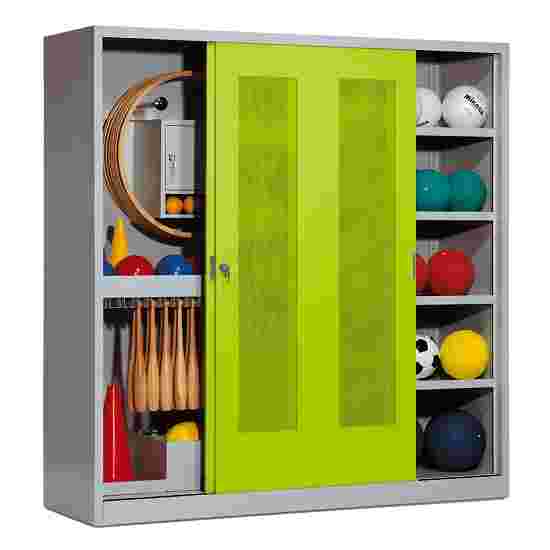 C+P Sportgeräteschrank
 (HxBxT: 195x190x60 cm, mit Lochblech-Schiebetüren, Typ 5) Viridingrün (RDS 110 80 60), Lichtgrau (RAL 7035), Gleichschließung