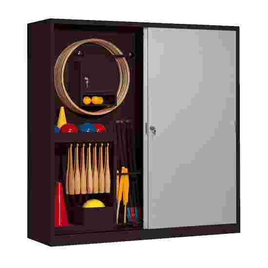 C+P Sportgeräteschrank
 (HxBxT: 195x190x60 cm, mit Vollblech-Schiebetüren, Typ 5) Lichtgrau (RAL 7035), Anthrazit (RAL 7021), Gleichschließung
