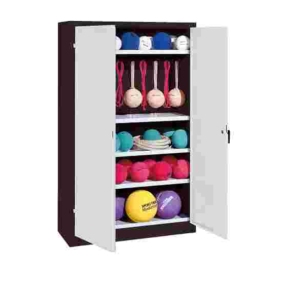 C+P Sportredskabsskab med hele stållåger (Type 2), HxBxT 195x120x50 cm Lysegrå (RAL 7035), Antracit (RAL 7021), Enkeltlåsning, Ergo-Lock forsænket håndtag