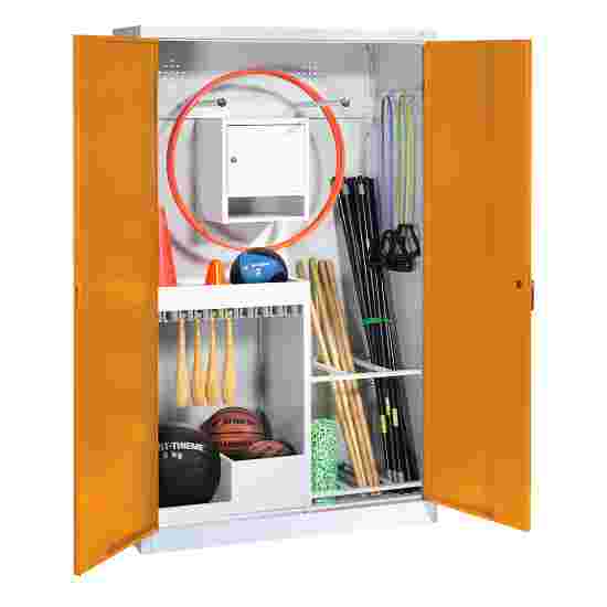 C+P Sports equipment cabinet Yellow orange (RAL 2000), Light grey (RAL 7035), Single closure, Handle