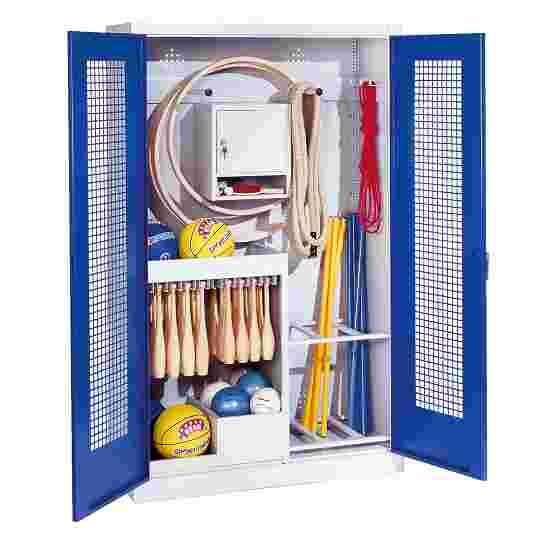 C+P Sports equipment cabinet Gentian blue (RAL 5010), Light grey (RAL 7035), Handle, Single closure