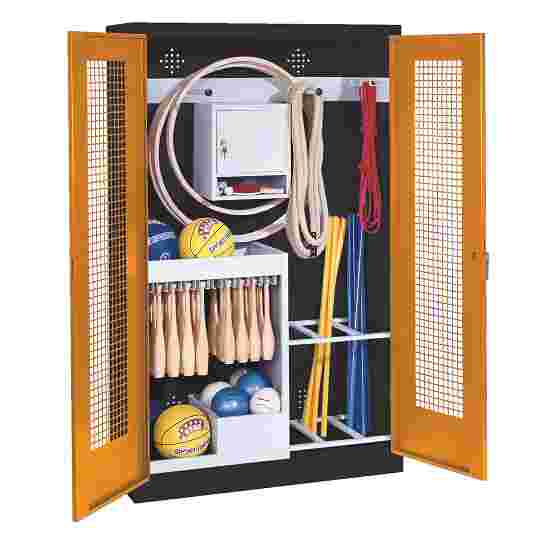 C+P Sports equipment cabinet Yellow orange (RAL 2000), Anthracite (RAL 7021), Handle, Single closure