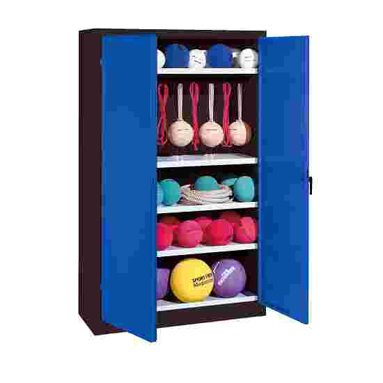 C+P Sports equipment cabinet Gentian blue (RAL 5010), Anthracite (RAL 7021), Single closure, Handle