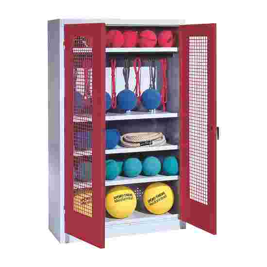 C+P Sports equipment cabinet Ruby red (RAL 3003), Light grey (RAL 7035), Single closure, Handle