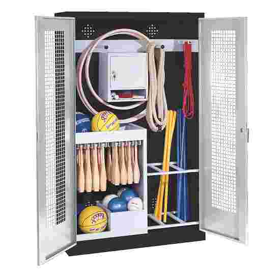 C+P Sports equipment cabinet Light grey (RAL 7035), Anthracite (RAL 7021), Ergo-Lock recessed handle, Single closure