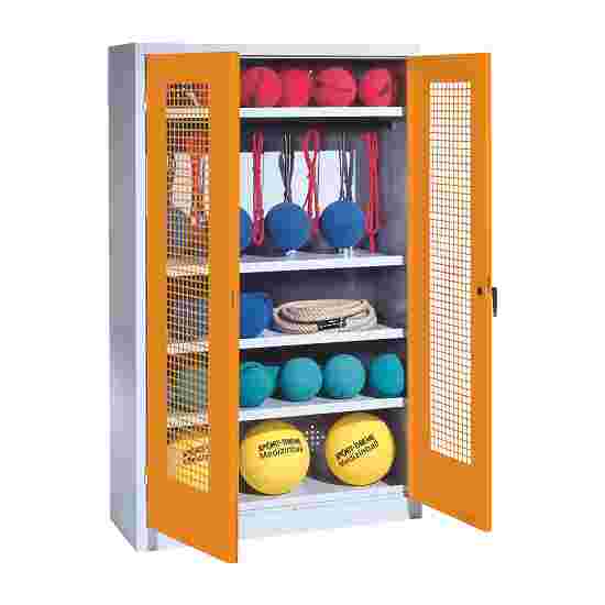C+P Sports equipment cabinet Yellow orange (RAL 2000), Light grey (RAL 7035), Single closure, Ergo-Lock recessed handle