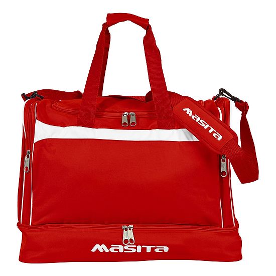 Masita® Sporttasche "Brasil" mit Bodenfach Junior = 50x39x31 cm, Rot-Weiß
